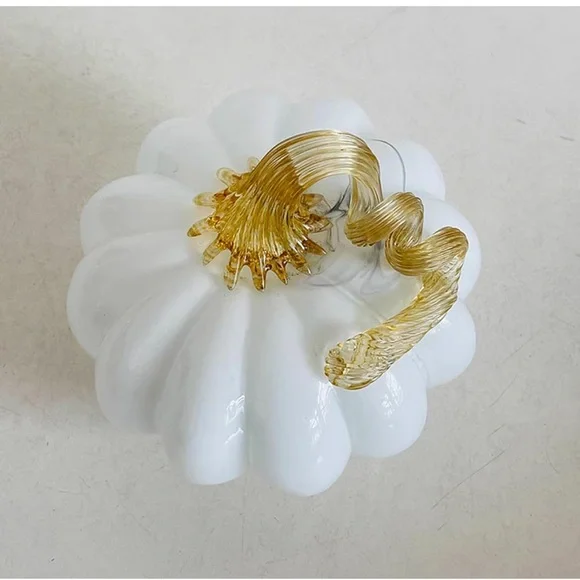 White Glass Pumpkin Decor - Picture 2 of 7